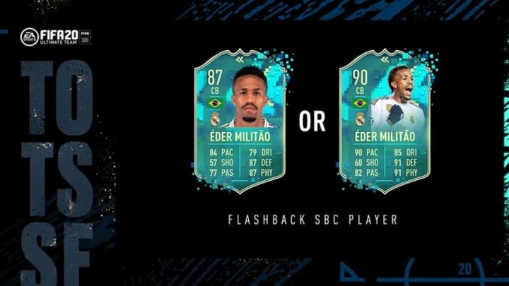Eder Militao received two Flashback cards in FIFA 20 for Team of the Season So Far. Eder Militao received two Flashback cards in FIFA 20 for Team of the Season So Far.