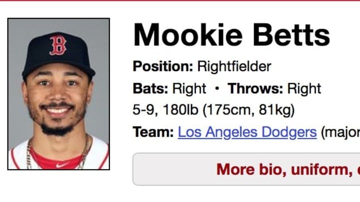 Mookie Betts' bowling stats are now included on his Baseball Reference page.