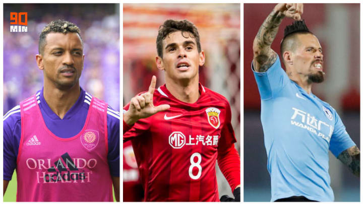 Nani, Oscar et Marek Hamsik. Nani, Oscar et Marek Hamsik.