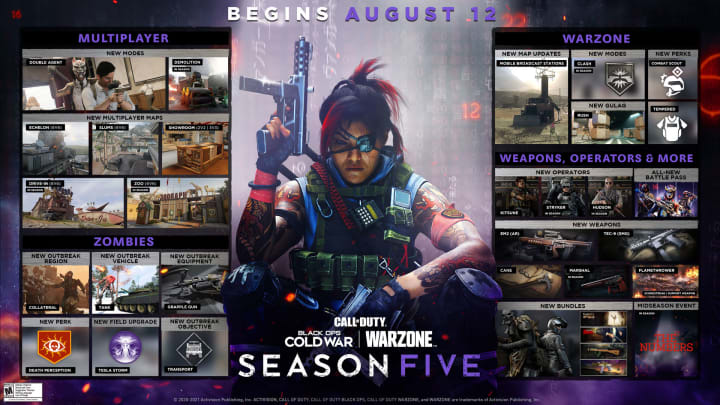 Season Five in Call of Duty: Black Ops Cold War and Warzone launches Aug. 12, 2021.