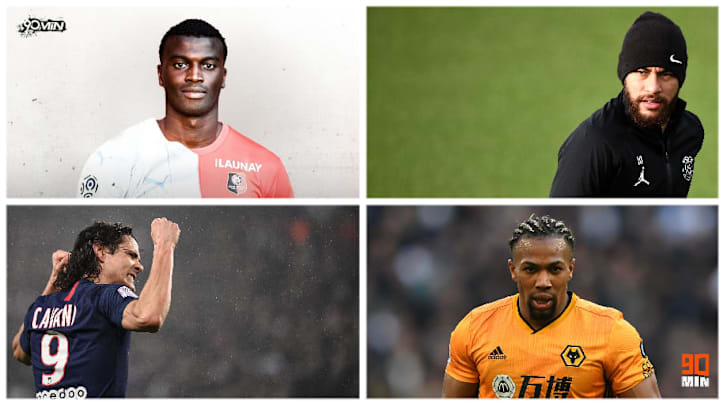 M'Baye Nian et Neymar (en haut), Edinson Cavani et Adama Traoré (en bas). M'Baye Nian et Neymar (en haut), Edinson Cavani et Adama Traoré (en bas).
