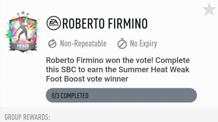 Roberto Firmino won the second fan vote during the FIFA 20 Summer Heat promotion. Roberto Firmino won the second fan vote during the FIFA 20 Summer Heat promotion.
