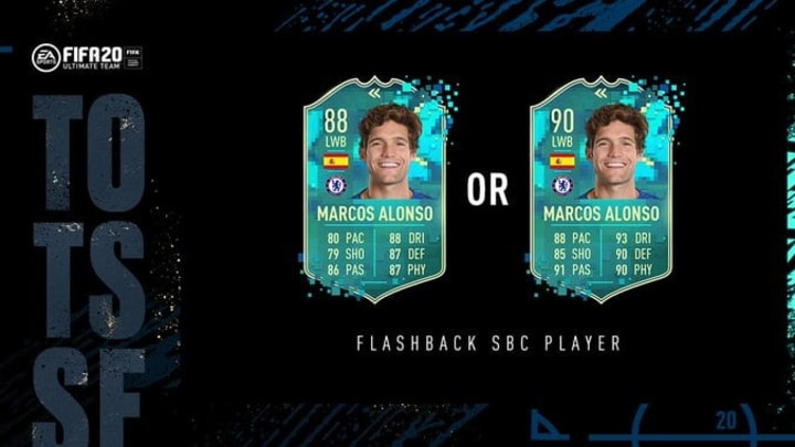 Marcos Alonso received two Flashback SBC cards during FIFA 20 Team of the Season So Far.