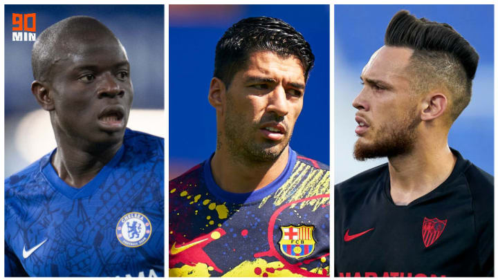 N'golo Kanté, Luis Suarez et Lucas Ocampos. N'golo Kanté, Luis Suarez et Lucas Ocampos.