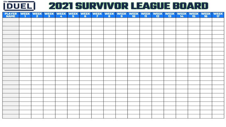 Printable NFL Survivor Pool for the 2021 Season