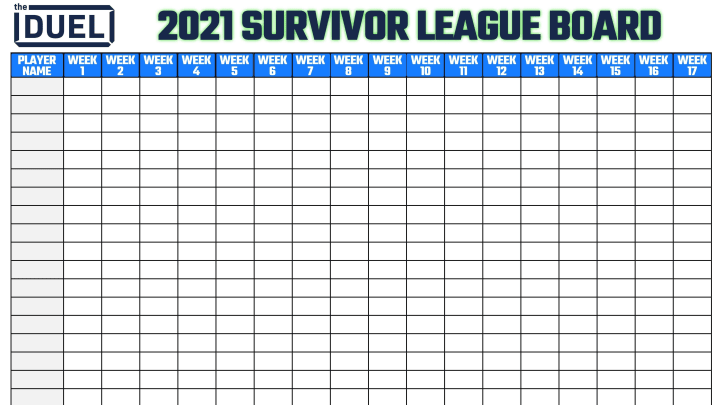 Printable NFL survivor pool 2021.