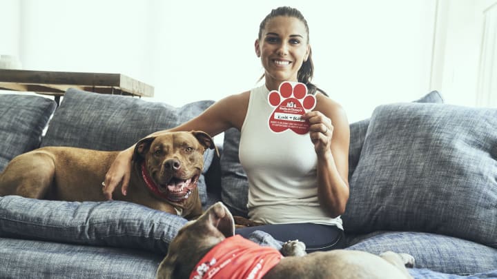 Alex Morgan with her rescue dogs. Alex Morgan with her rescue dogs.