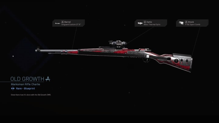 Old Growth Warzone Blueprint is a weapon variant for the Kar98k sniper rifle that can be used in Call of Duty Warzone