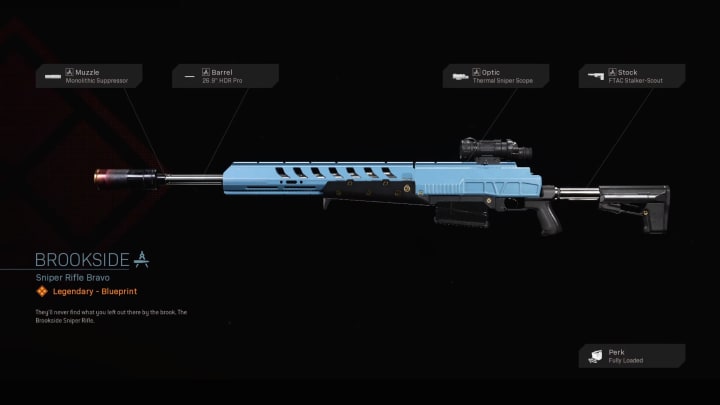 The Brookside Warzone Blueprint makes the HDR sniper rifle even better at long distance combat. The Brookside Warzone Blueprint makes the HDR sniper rifle even better at long distance combat.