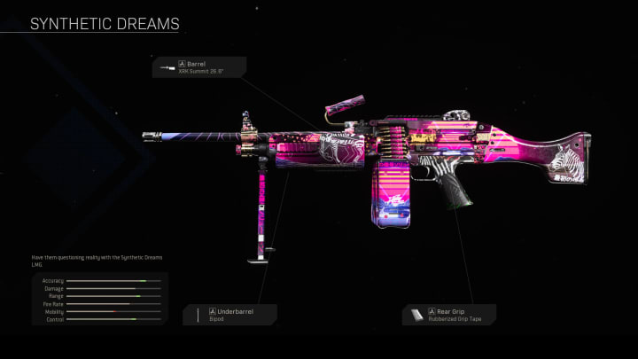 The Synthetic Dreams blueprint is a rare variant of the recently released Breen MK9 LMG. A strong hybrid AR/LMG weapon, it is quite underrated. The Synthetic Dreams blueprint is a rare variant of the recently released Breen MK9 LMG. A strong hybrid AR/LMG weapon, it is quite underrated.