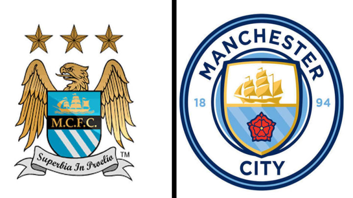 Escudo antiguo y escudo actualizado del Manchester City
