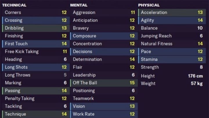 Estadísticas de Mikkel Damsgaard en Football Manager