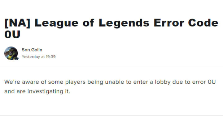 League of Legends Error Code OU: How to Fix