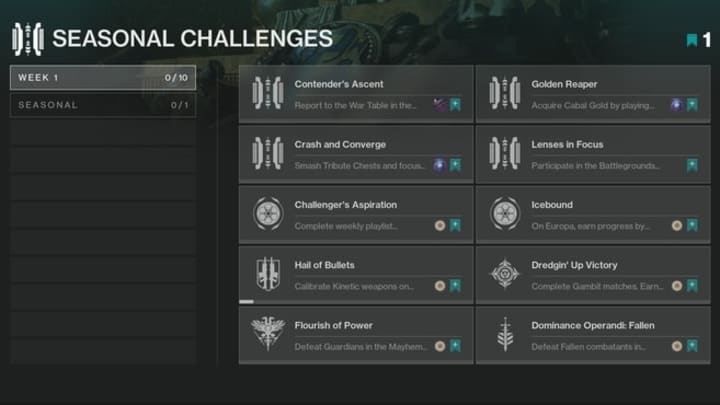 The first batch of Seasonal Challenges just went live