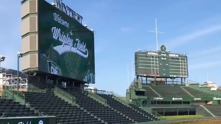 Wrigley Field is still blasing music even though the Cubs' season is delayed along with the rest of the MLB. Wrigley Field is still blasing music even though the Cubs' season is delayed along with the rest of the MLB.