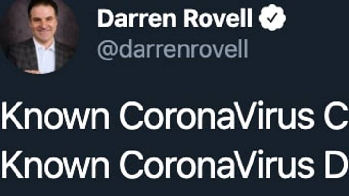 Darren Rovell posted a puzzling tweet on coronavirus statistics 