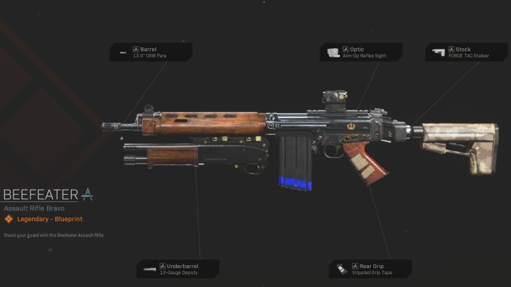 The Beefeater is a custom blueprint for the FAL in Warzone and Modern Warfare.
