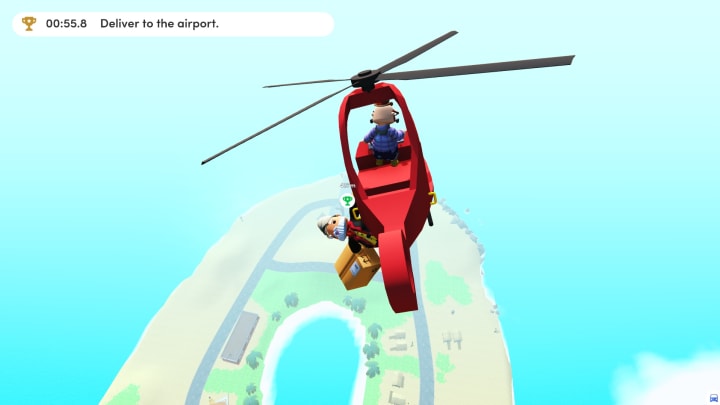 Flying from island to island, with a helicopter in one hand and the delivery in the other.