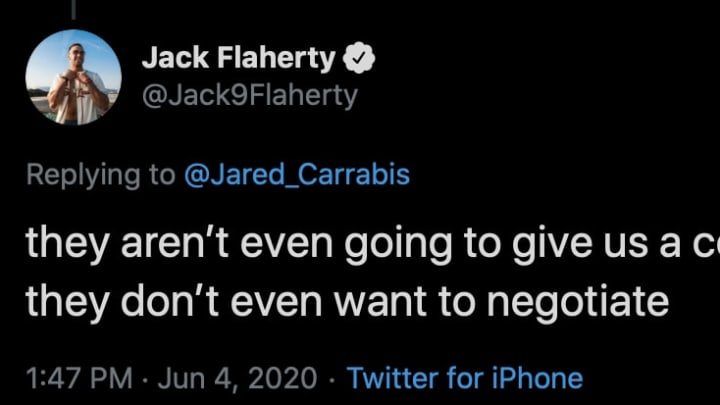 St. Louis Cardinals right-hander Jack Flaherty tweeted a depressing indictment on the fate of the 2020 season.