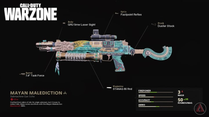 The Mayan Malediction SMG in Call of Duty (COD): Warzone is current available as part of a bundle on the COD in-game store.