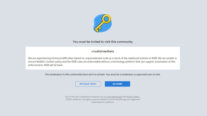 Reddit takes down r/WallStreetBets