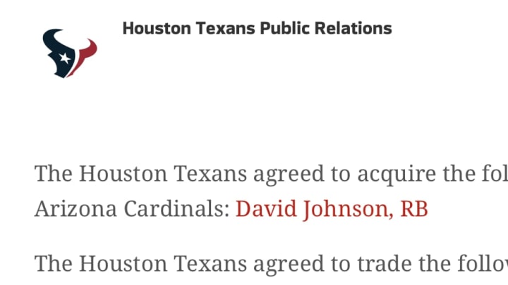 The Houston Texans confirmed the DeAndre Hopkins-David Johnson trade with the Arizona Cardinals left a lot of words unsaid.