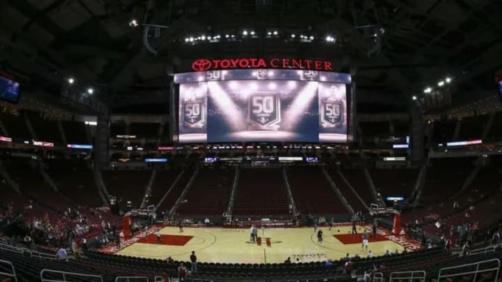 Oct 30, 2016; Houston, TX, USA; General view inside Toyota Center before a game between the Houston Rockets and the Dallas Mavericks. Oct 30, 2016; Houston, TX, USA; General view inside Toyota Center before a game between the Houston Rockets and the Dallas Mavericks.