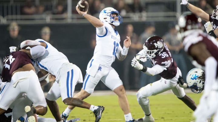 Quarterback Devin Leary #13 of the Kentucky Wildcats