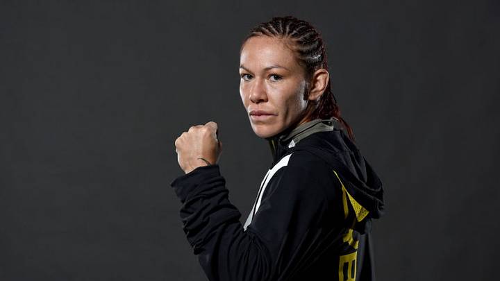 CURITIBA, BRAZIL - MAY 14: Cristiane 'Cyborg' Justino of Brazil poses for a portrait backstage during the UFC 198 event at Arena da Baixada stadium on May 14, 2016 in Curitiba, Parana, Brazil. (Photo by Mike Roach/Zuffa LLC/Zuffa LLC via Getty Images)