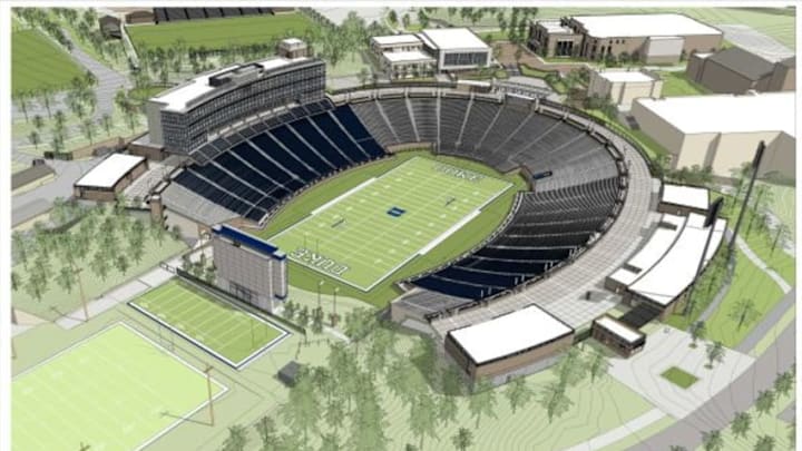A rendering of what the renovated Wallace Wade Stadium at Duke University will look like when it's ready for the 2016 season. (Image via Duke University) A rendering of what the renovated Wallace Wade Stadium at Duke University will look like when it's ready for the 2016 season. (Image via Duke University)