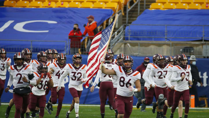 PITTSBURGH, PA – NOVEMBER 21: The Virginia Tech Hokies take the field against the Pittsburgh Panthers at Heinz Field on November 21, 2020 in Pittsburgh, Pennsylvania. (Photo by Justin K. Aller/Getty Images)
