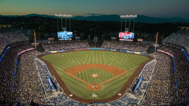 LOS ANGELES, CA - JULY 26: A general view of Dodger Stadium during a game between the Los Angeles Dodgers and Minnesota Twins on July 26, 2017 at Dodger Stadium in Los Angeles, California The Dodgers defeated the Twins 6-5. (Photo by Brace Hemmelgarn/Minnesota Twins/Getty Images) *** Local Caption ***