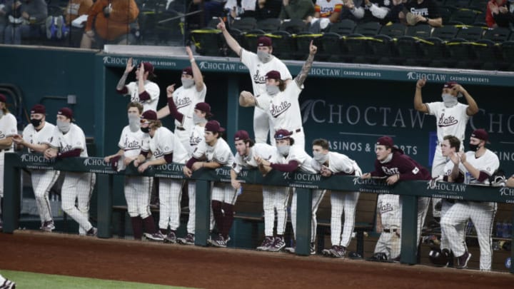 Feb 21, 2021; Arlington, TX, USA; TCU and Mississippi State during the Globe Life College Classic at Globe Life College Classic. Mandatory Credit: Erich Schlegel-USA TODAY Sports