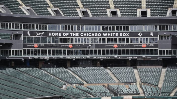 CHICAGO, ILLINOIS - MAY 08: A general view of Guaranteed Rate Feld, home of the Chicago White Sox on May 08, 2020 in Chicago, Illinois. The 2020 Major League Baseball season is on hold due to the COVID-19 pandemic. (Photo by Jonathan Daniel/Getty Images)