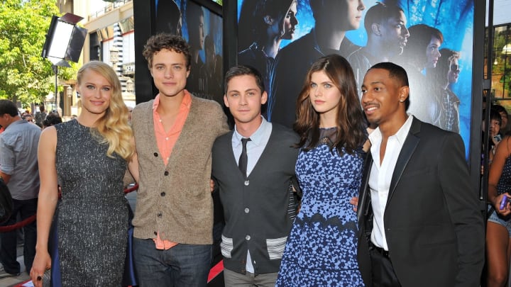 GLENDALE, CA – JULY 31: (L-R) Actors Leven Rambin, Douglas Smith, Logan Lerman, Alexandra Daddario and Brandon T. Jackson arrive at the premiere of ‘Percy Jackson: Sea Of Monsters’ at The Americana at Brand on July 31, 2013 in Glendale, California. (Photo by Angela Weiss/Getty Images)