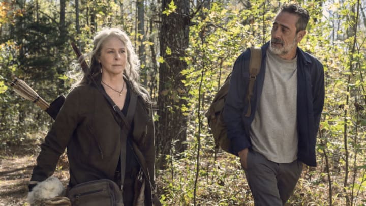 Melissa McBride as Carol Peletier, Jeffrey Dean Morgan as Negan-The Walking Dead_Season 10, Episode 22-Photo Credit: Josh Stringer/AMC