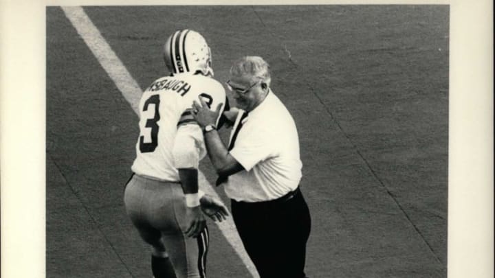 Woody Hayes at the Michigan vs. Ohio State game in Ann Arbor, Nov. 22, 1969.Dfpm33153