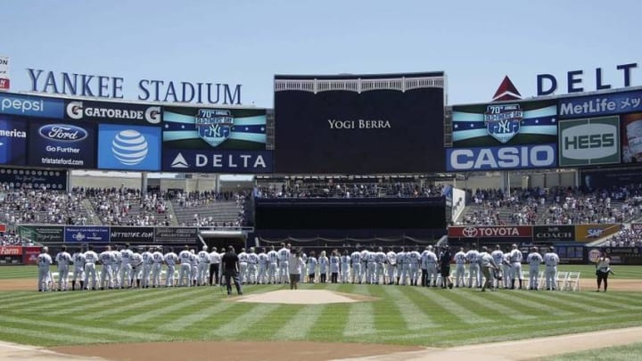 Jun 12, 2016; Bronx, NY, USA; a general view during the Old Timers Day ceremony prior to the game between the Detroit Tigers and New York Yankees at Yankee Stadium. Mandatory Credit: Andy Marlin-USA TODAY Sports