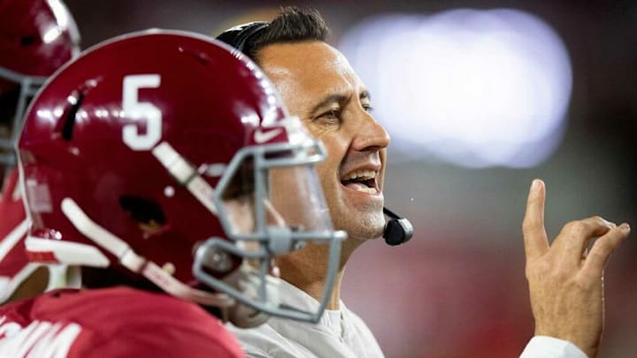 Alabama offensive coordinator Steve Sarkisian against Arkansas at Bryant-Denny Stadium in Tuscaloosa, Ala., on Saturday October 26, 2019.Bama858