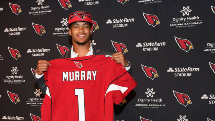 TEMPE, ARIZONA - APRIL 26: Quarterback Kyler Murray of the Arizona Cardinals poses during a press conference at the Dignity Health Arizona Cardinals Training Center on April 26, 2019 in Tempe, Arizona. Murray was the first pick overall by the Arizona Cardinals in the 2019 NFL Draft. (Photo by Christian Petersen/Getty Images)