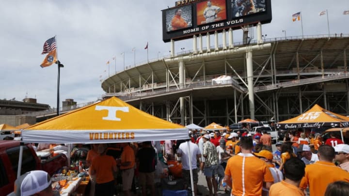 KNOXVILLE, TN - SEPTEMBER 30: General view as fans tailgate prior to the game between the Georgia Bulldogs and Tennessee Volunteers at Neyland Stadium on September 30, 2017 in Knoxville, Tennessee. (Photo by Joe Robbins/Getty Images)