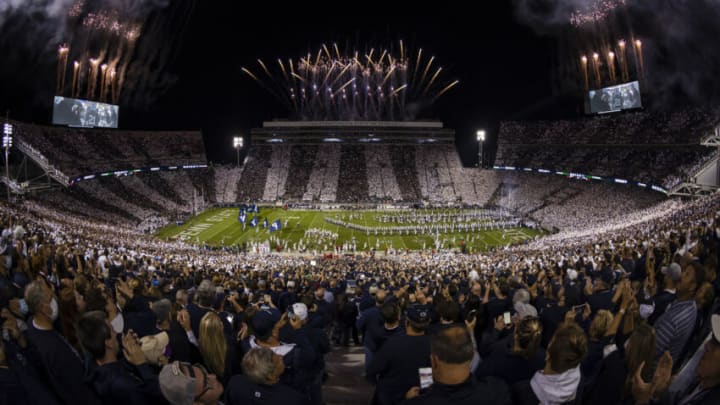A general view as fireworks explode over Penn State Football's Beaver Stadium (Photo by Scott Taetsch/Getty Images)