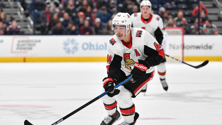 COLUMBUS, OH – NOVEMBER 25: Jean-Gabriel Pageau #44 of the Ottawa Senators (Photo by Jamie Sabau/NHLI via Getty Images)