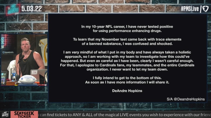 DeAndre Hopkins Suspended for First Six Games of Arizona Cardinals Season– The Pat McAfee Show