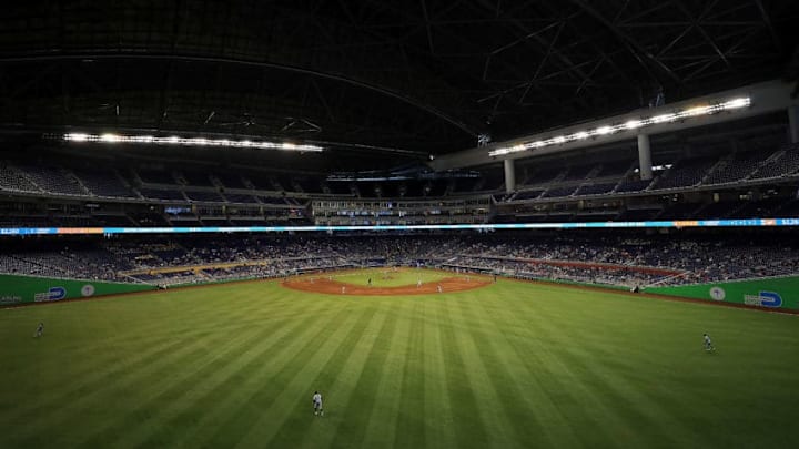 MIAMI, FL - JUNE 14: A general view of Marlins Park during a game between the Miami Marlins and the Oakland Athletics on June 14, 2017 in Miami, Florida. (Photo by Mike Ehrmann/Getty Images)