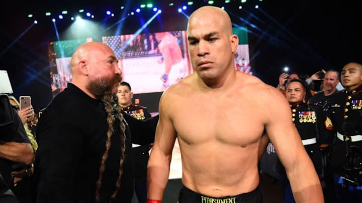 INGLEWOOD, CA - JANUARY 21: Tito Ortiz as he enters the cage for his Bellator MMA light heavyweight fight against Chael Sonnen (not pictured) at The Forum on January 21, 2017 in Inglewood, California. (Photo by Jayne Kamin-Oncea/Getty Images)