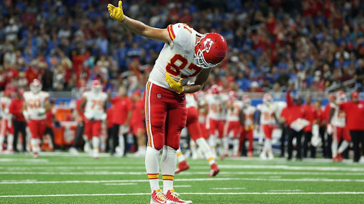 Travis Kelce #87 of the Kansas City Chiefs (Photo by Leon Halip/Getty Images)