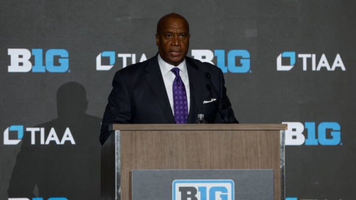 MINNEAPOLIS, MN - OCTOBER 11: Commissioner Kevin Warren of the Big Ten speaks to media during Big Ten Media Days at Target Center on October 11, 2022 in Minneapolis, Minnesota. (Photo by David Berding/Getty Images)