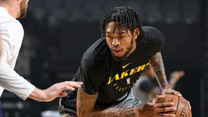 SACRAMENTO, CA - NOVEMBER 10: Brandon Ingram #14 of the Los Angeles Lakers warms up before the game against the Sacramento Kings on November 10, 2018 at Golden 1 Center in Sacramento, California. NOTE TO USER: User expressly acknowledges and agrees that, by downloading and/or using this photograph, user is consenting to the terms and conditions of the Getty Images License Agreement. Mandatory Copyright Notice: Copyright 2018 NBAE (Photo by Andrew D. Bernstein/NBAE via Getty Images)