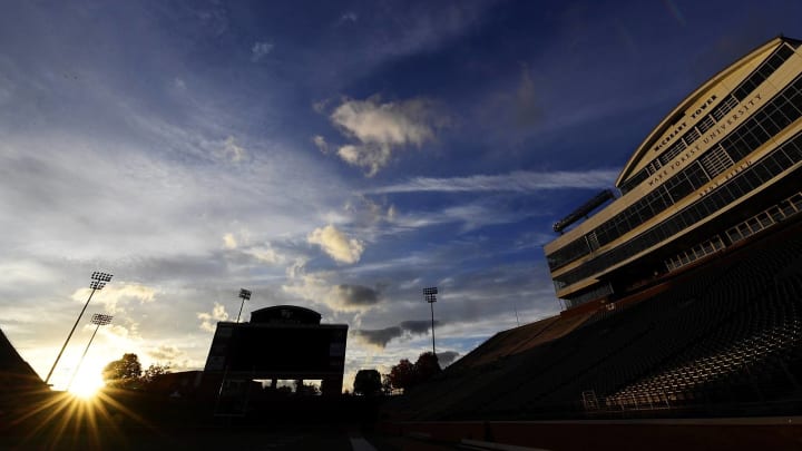 WINSTON SALEM, NC – OCTOBER 28: A general view of McCreary Tower at BB&T Field prior to the start of the Louisville Cardinals’ football game against the Wake Forest Demon Deacons on October 28, 2017 in Winston Salem, North Carolina. (Photo by Mike Comer/Getty Images)